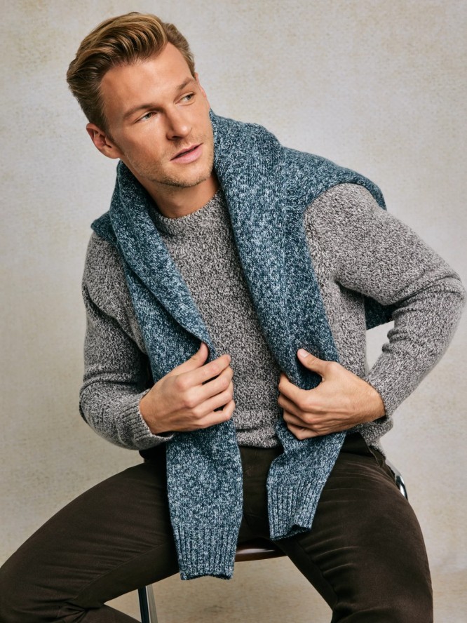 Sweter męski rozpinany melanżowy niebieski Dionis 402