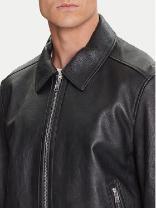 BOSS Kurtka skórzana H-Mapson4 50543214 Czarny Regular Fit