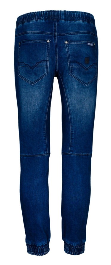 Spodnie Ciemne Jeansowe, JOGGERY Męskie, Casualowe, z Elastanem, Zwężana Nogawka -QUICKSIDE