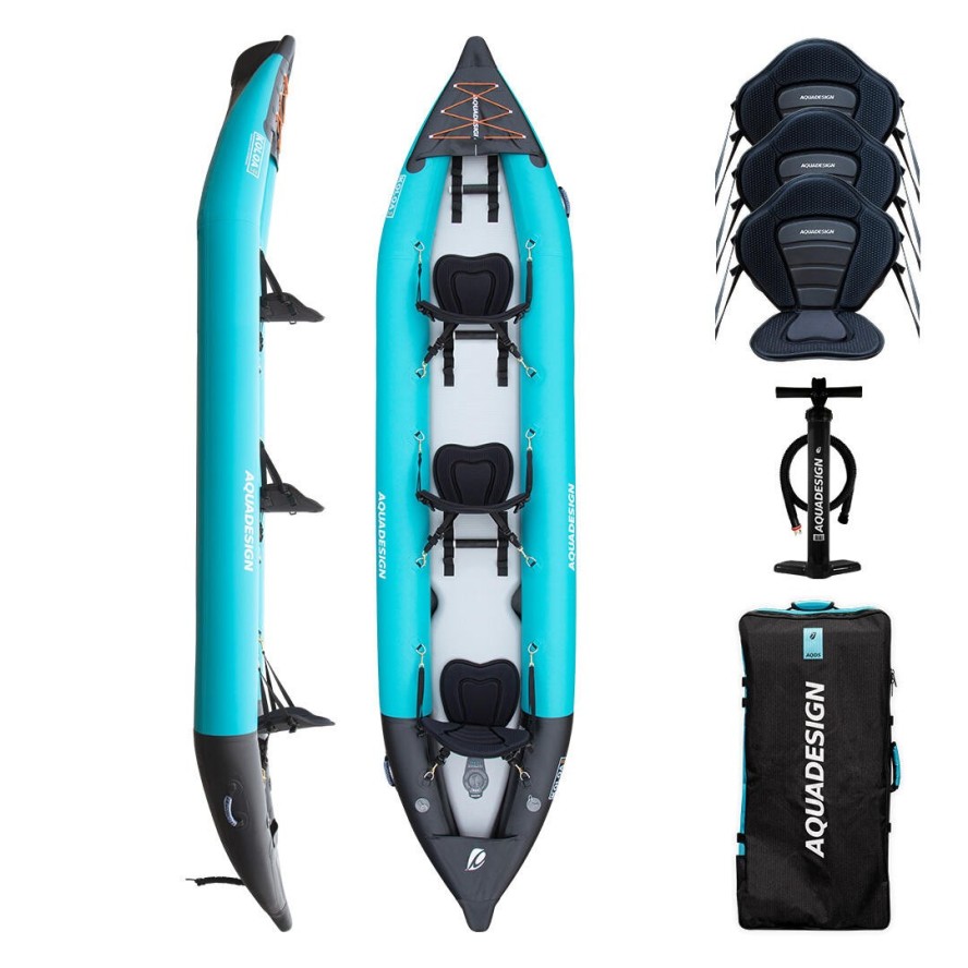 Kajak pompowany AQUADESIGN KOLOA 400 3-osobowy z pompką i akcesoriami