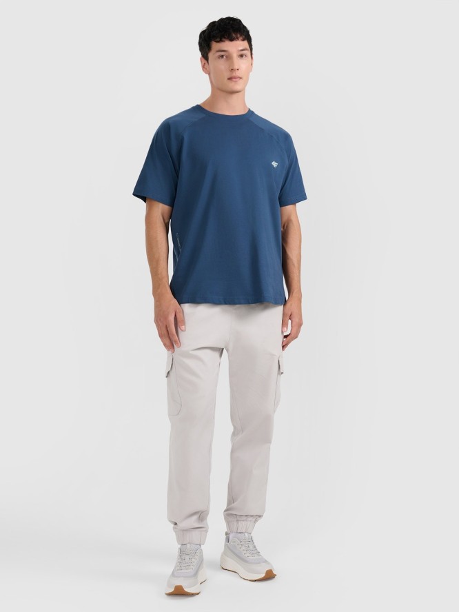 4F T-shirt oversize gładki męski - granatowy L