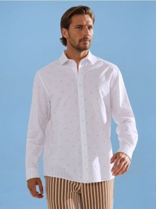 Koszula regular fit we wzory - biały
