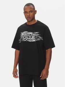 Versace Jeans Couture T-Shirt 78GAH6L1 Czarny Regular Fit