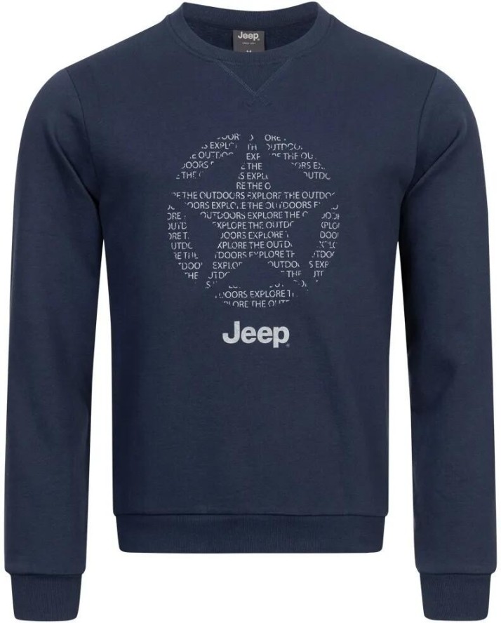 Męska bluza z okrągłym dekoltem Jeep Star, cała niebieska