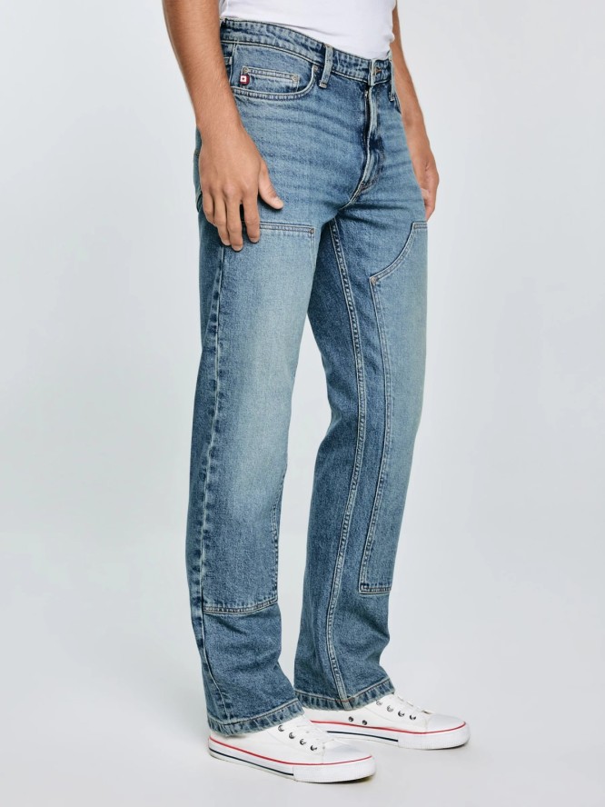 Jeansy męskie z przeszyciami niebieskie Colt Double Knee 406