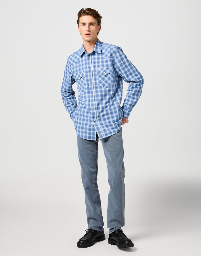 WRANGLER MĘSKIE SPODNIE JEANSOWE GREENSBORO DUSTY BLUE 112362404