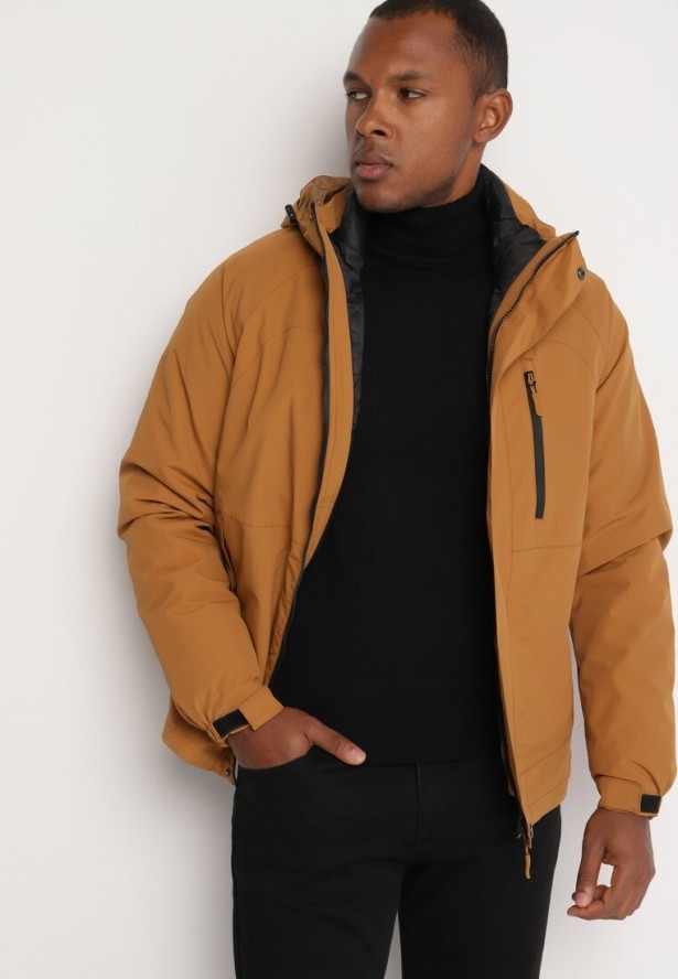 Jasnobrązowa Dwustronna Kurtka Przejściowa Wiatrówka z Pikowanym Wnętrzem Ravaria