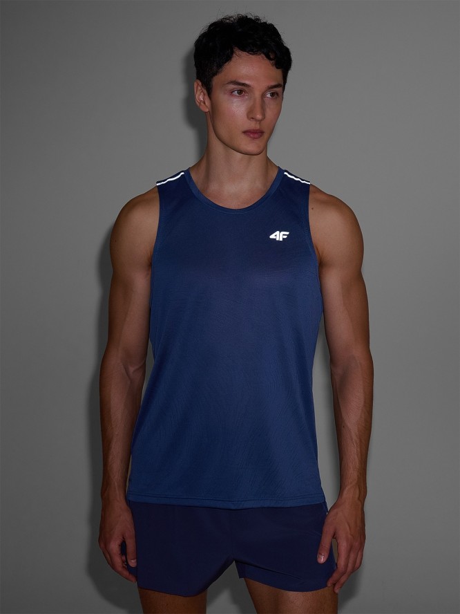 4F Tank top do biegania regular szybkoschnący męski - granatowy XL