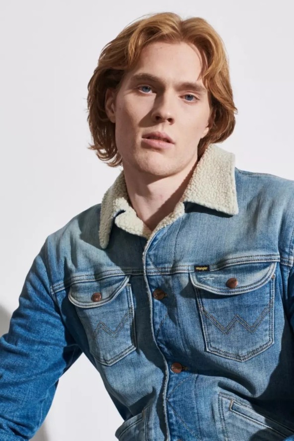 WRANGLER 124MJ SHERPA MĘSKA KURTKA JEANSOWA GREEN GRASS W4MS1027I 112320794