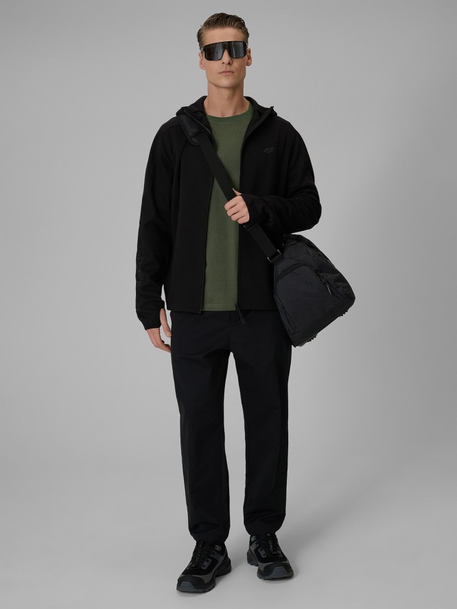 4F T-shirt regular z nadrukiem męski - khaki XXL