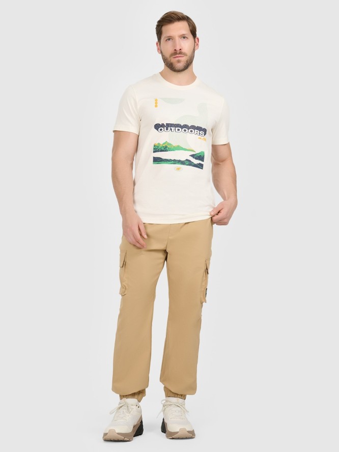 4F T-shirt regular z nadrukiem męski - biały M