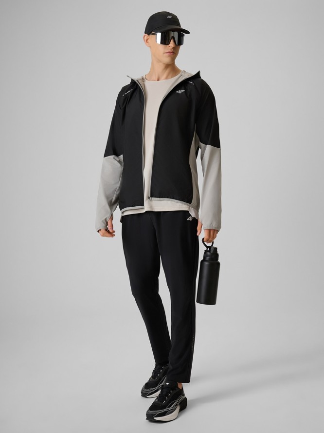 4F Bluza do biegania regular z kapturem męska - szara S