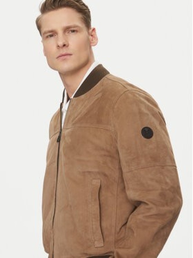 JOOP! Kurtka skórzana 17 Pios 80000774 Beżowy Regular Fit