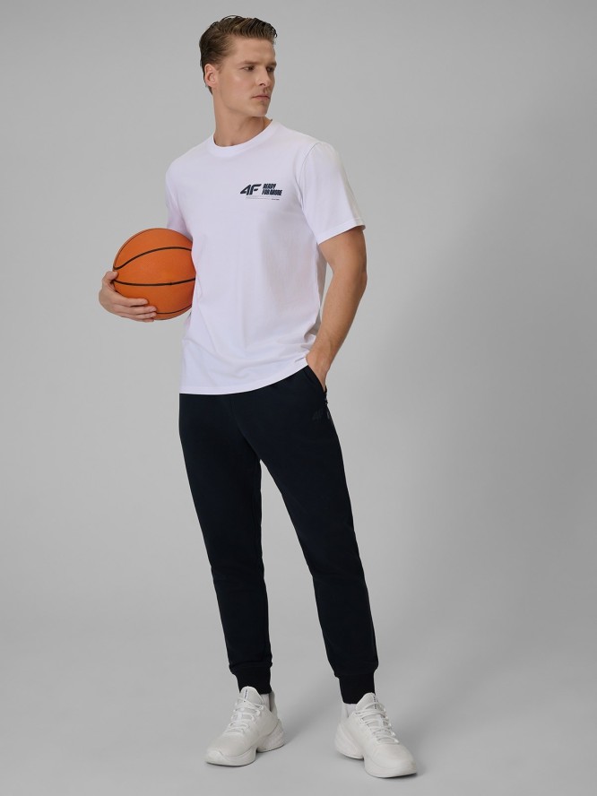 4F T-shirt regular gładki męski - biały XL