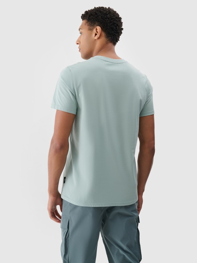 4F T-shirt regular z nadrukiem męski - turkusowy S