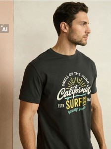 Bawełniana koszulka z napisem California - szary