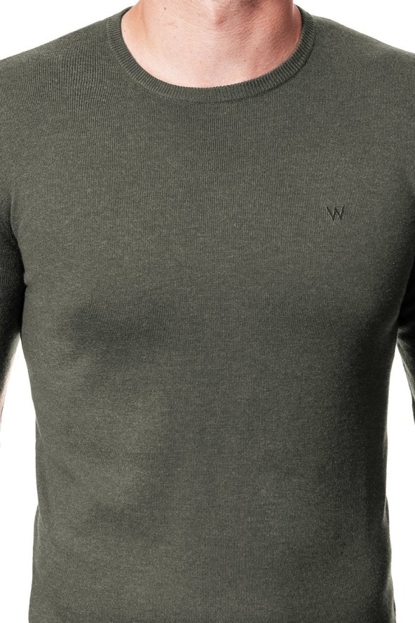 MĘSKI SWETER WRANGLER CREW KNIT DUSTY OLIVE W85672P45 112132246