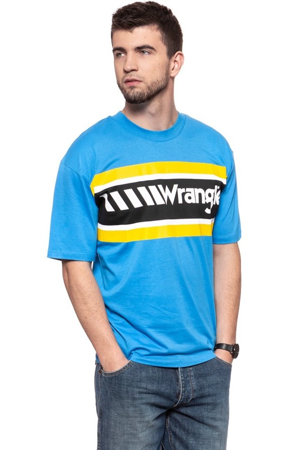 WRANGLER T SHIRT B&Y OVERSIZED T MEDITERRANEAN BLUE W7C44GHBR 112131691