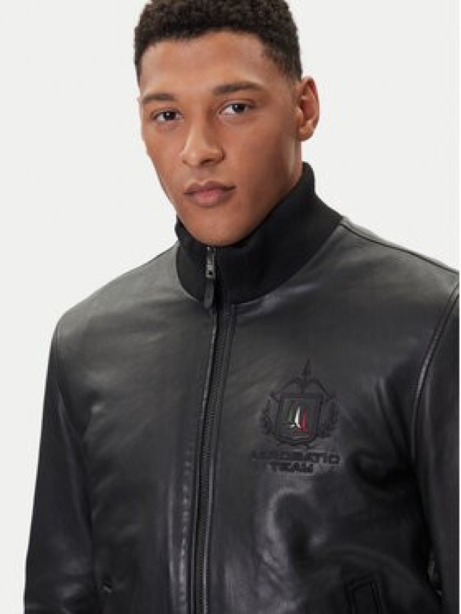 Aeronautica Militare Kurtka skórzana 252PN0959UPL00303 Czarny Regular Fit