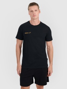 4F T-shirt regular z nadrukiem męski - czarny XXL