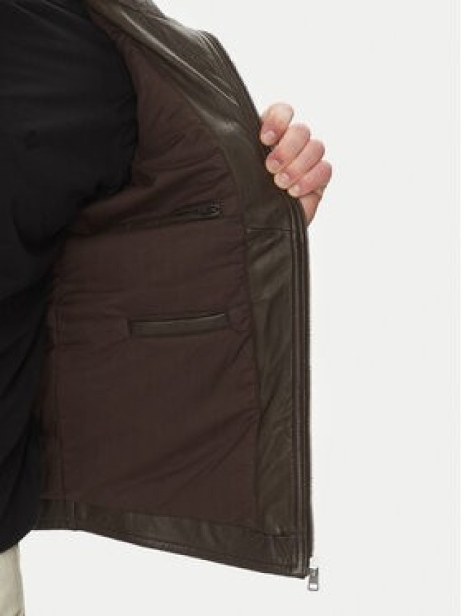 Serge Pariente Kurtka skórzana Ondo Brązowy Regular Fit