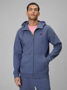 4F Bluza dresowa regular z kapturem męska - niebieska XL