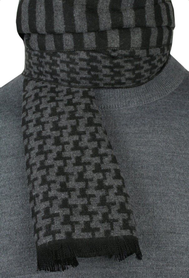 Męski Szalik Alties - Czarno-Szary, Różne Wzory