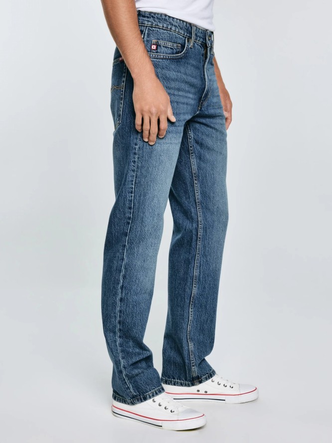 Jeansy męskie z prostą nogawką niebieskie Colt 334