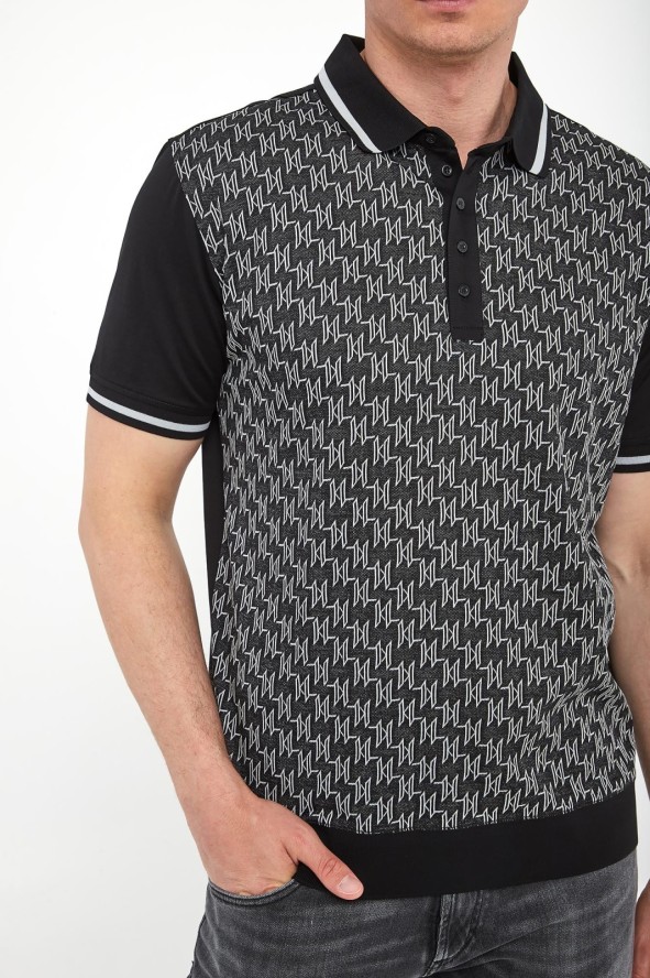 Polo męskie z nadrukiem logo KARL LAGERFELD