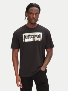 Just Cavalli T-Shirt 78OAHT15 Czarny Regular Fit