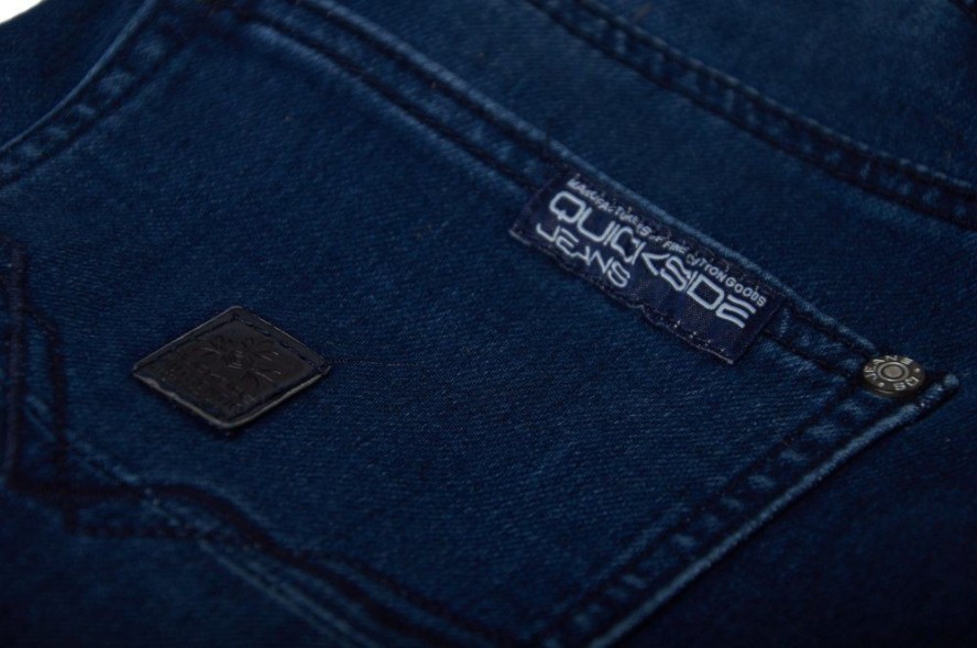 Spodnie Ciemne Jeansowe, JOGGERY Męskie, Casualowe, z Elastanem, Zwężana Nogawka -QUICKSIDE