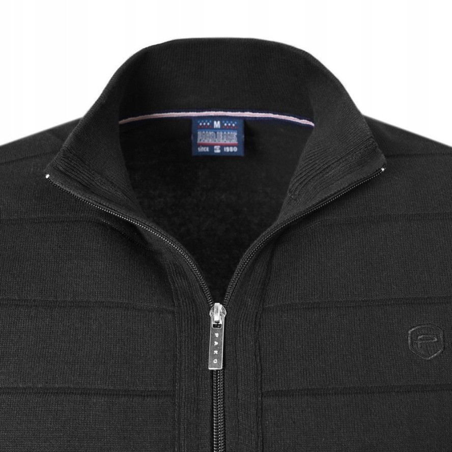 Rozpinany Sweter Męski (Kardigan) - Pako Jeans - Czarny