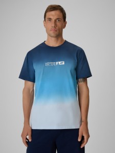 4F T-shirt regular z nadrukiem męski - granatowy S