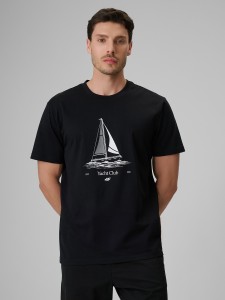 4F T-shirt relaxed z nadrukiem męski - czarny S