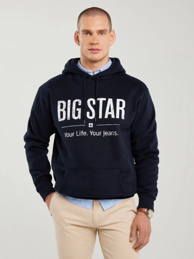 Bluza męska z kapturem z logo BIG STAR granatowa Ashlyno 403
