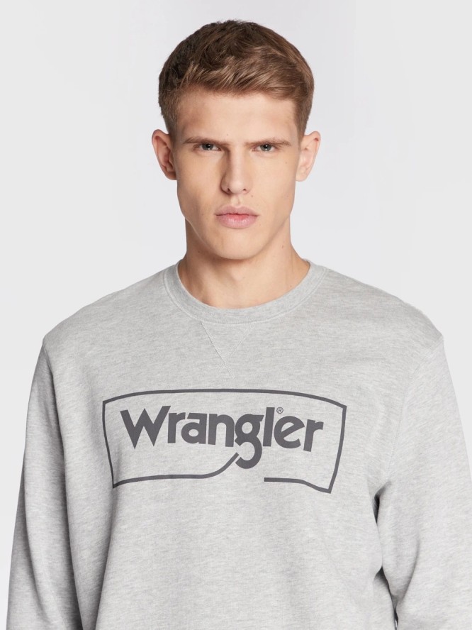 WRANGLER FRAME LOGO CREW MĘSKA BLUZA NADRUK MID GREY W662HAX37 112320241