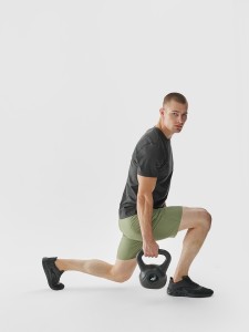 4F Spodenki treningowe regular szybkoschnące męskie - oliwkowe M