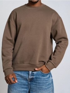 Bluza crewneck z nadrukiem - brązowy