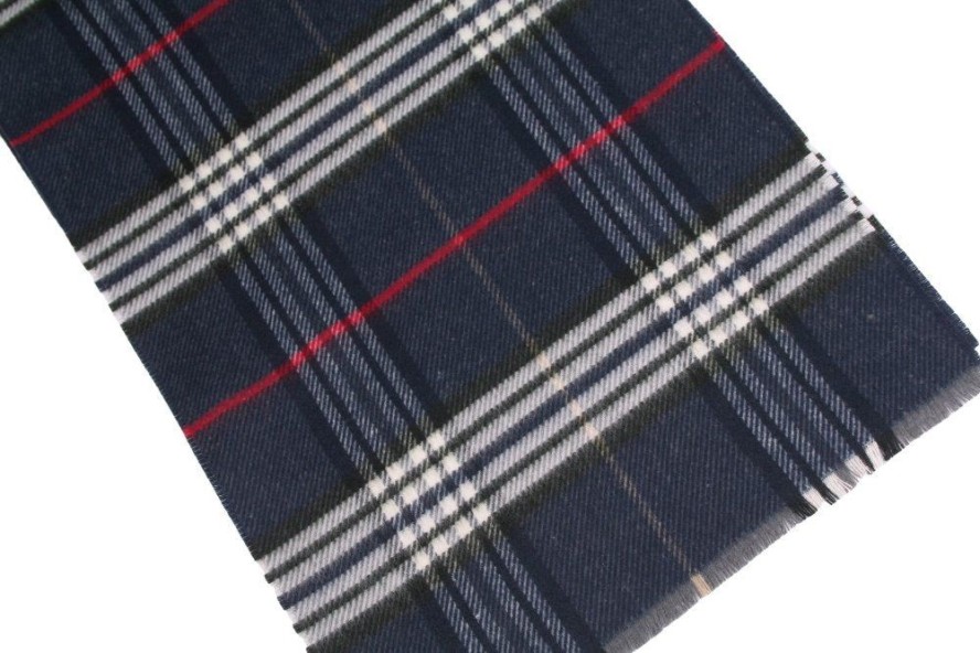Szalik Miękki, Granatowy w Kratkę, Firmy V.Fraas -Cashmink- Elegancki, Męski