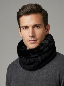 Komin z ocieplanym futerkiem - czarny