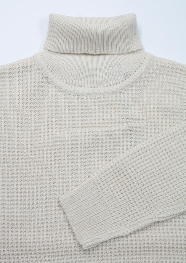 Golf Kremowy, Beżowy Dziergany, Luźny Splot, Męski, Elegancki -Brave Soul