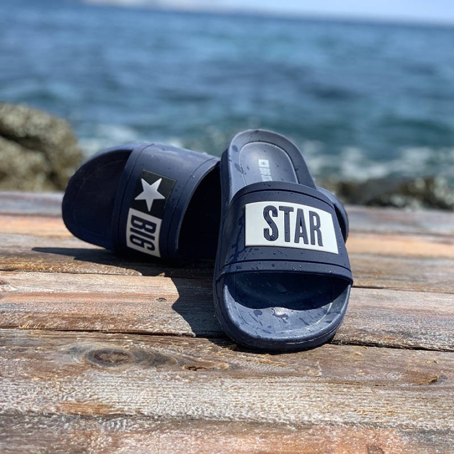 Granatowe Klapki Big Star Męskie Wodoodporne Buty