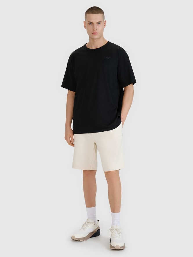 4F T-shirt oversize gładki męski - czarny S