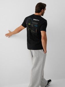 4F T-shirt regular z nadrukiem męski - czarny XXL