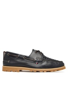 Tommy Hilfiger Półbuty Hilfiger Braided Lth Boat Shoe FM0FM05892 Granatowy
