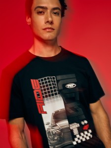 4F T-shirt regular z nadrukiem męski - czarny S