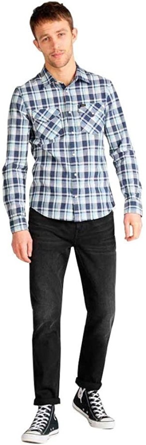 LEE CLEAN WESTERN SHIRT MĘSKA KOSZULA MATERIAŁOWA SLIM FIT NAVY L644DI35 112115488