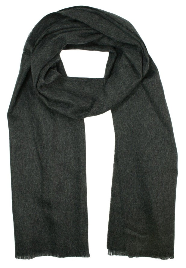 Szalik Miękki, Popielaty Gładki, Jednokolorowy, Firmy V.Fraas -Cashmink- Elegancki, Męski