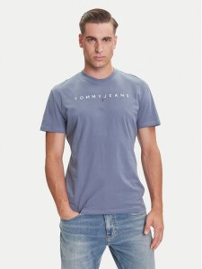 Tommy Jeans T-Shirt Linear Logo DM0DM20744 Niebieski Regular Fit