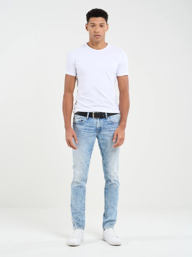 Jeansy męskie skinny marmurkowe jasnoniebieskie Jeffray 245